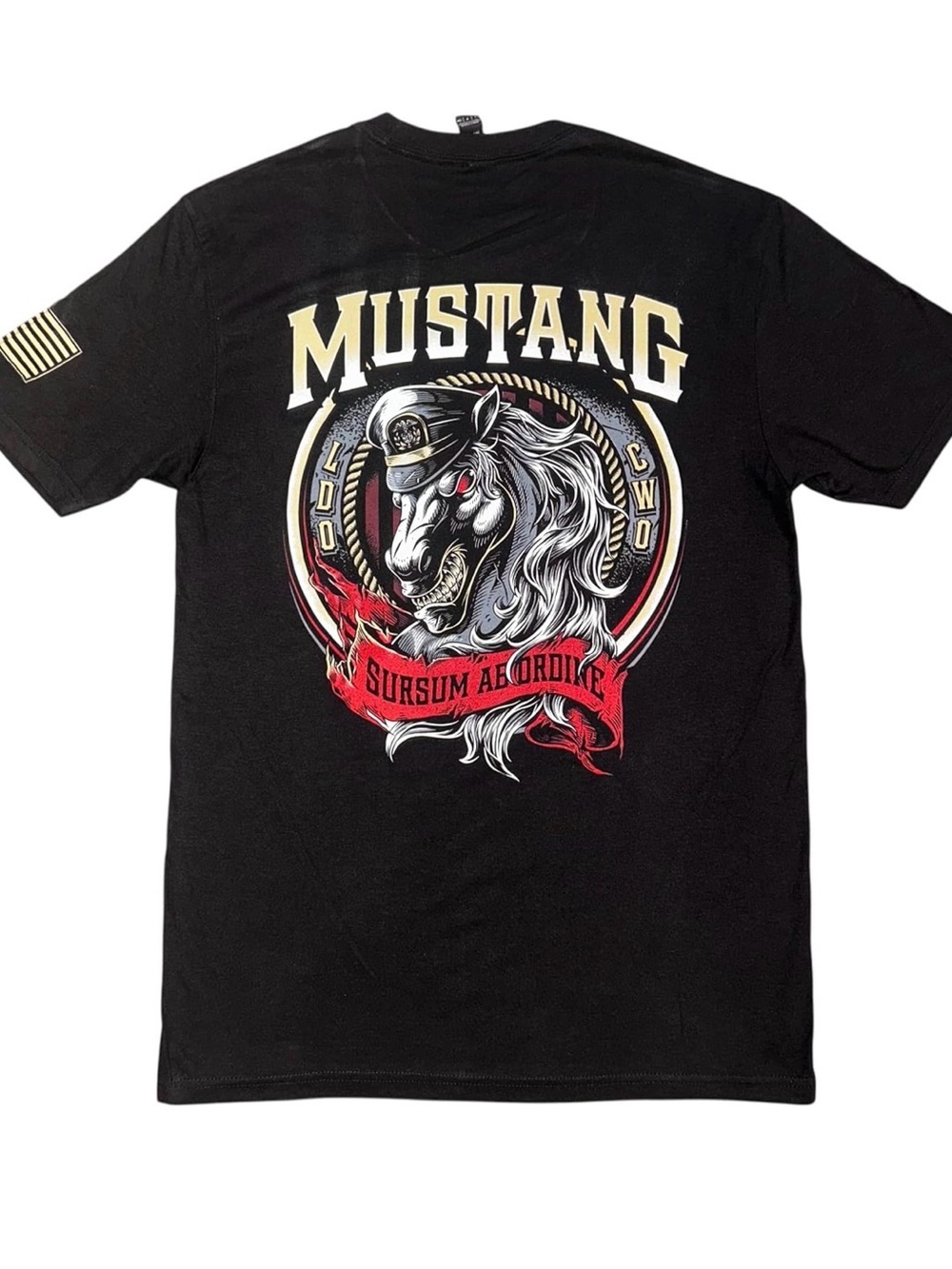 The Navy Mustang LDO/CWO Men's Black Graphic Short Sleeve T-Shirt Size
XL